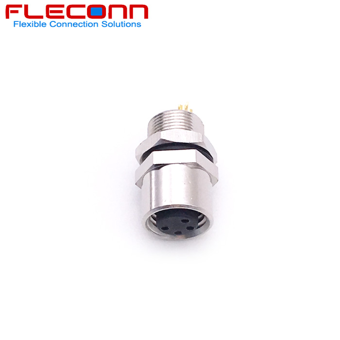 M8 4 Pin Female Panel Mount Connector IP67 Waterproof Rating.jpg