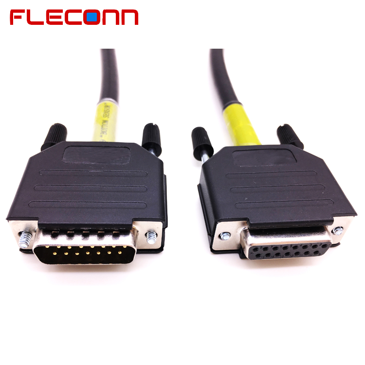 DB15 Male to Female Cable, Connector with Plastic Assembly Backshell