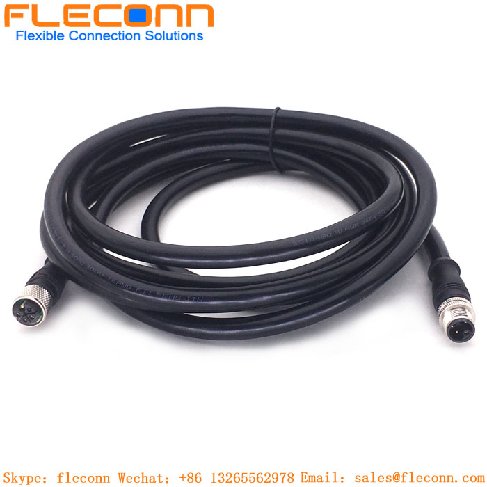 M12 L-Coded Male To Female Connector Cable